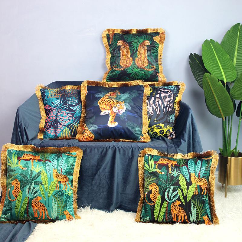 

Cushion/Decorative Pillow Retro Summer Jungle Tiger Animal Cushion Cover Throw Case Morocco Leopard Print Sofa Car Chair Home Decor