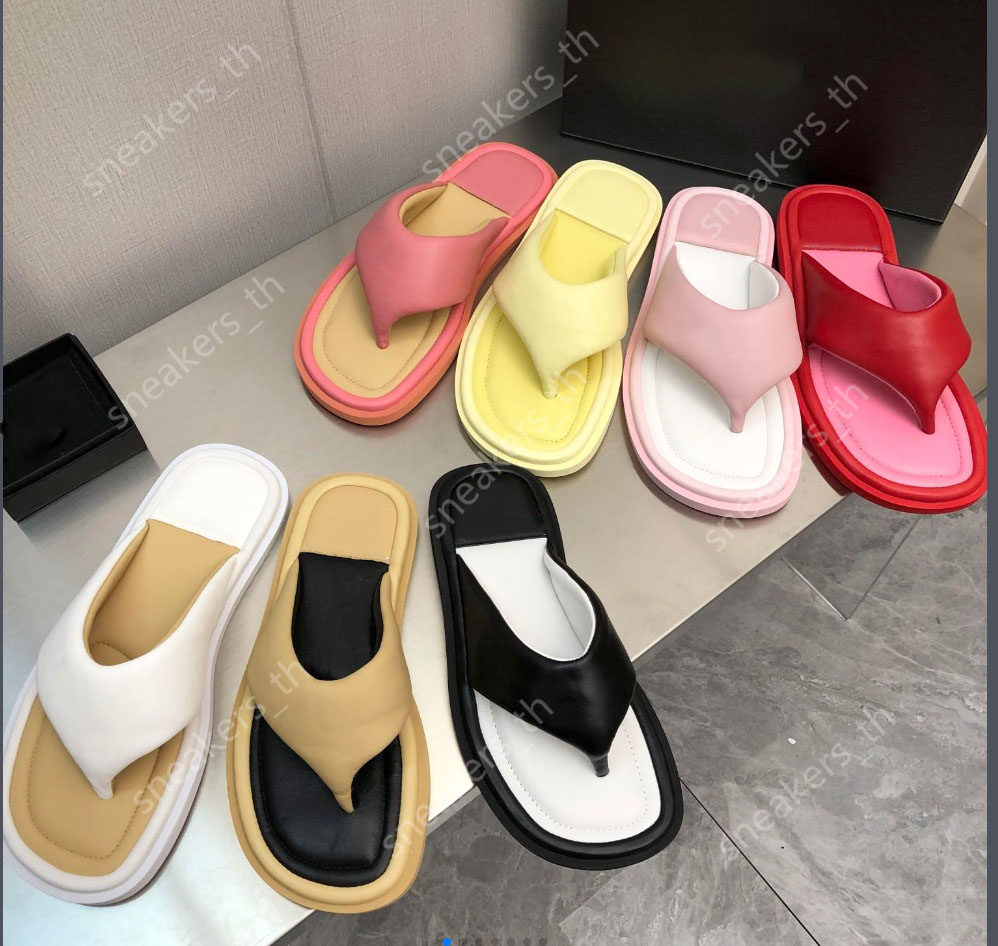 

Designer Slippers 22SS Women Honey Flip Flops Soft Leather Sandals Thick Bottom Square Toe Slippers Ladies Summer Beach Casual Slides, White
