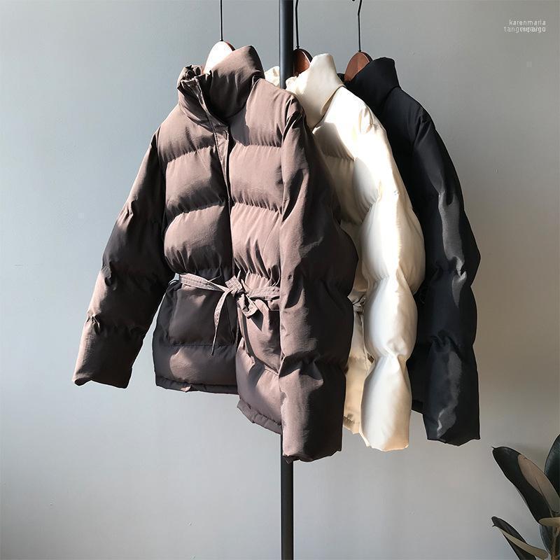 

Women's Down & Parkas HXJJP 2022 Women Winter Jackets Korean Mock Neck Loose All-around Lace Up Warm Cotton Coat Female06161 Kare22, Beige