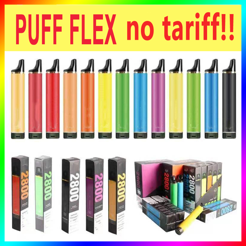 

Factory outlet Puff Flex 2800 puffs disposable Vape cigarette 850mah battery pre-filled 8.5ml vaporizer 30 flavors with 0% 2% and 5%