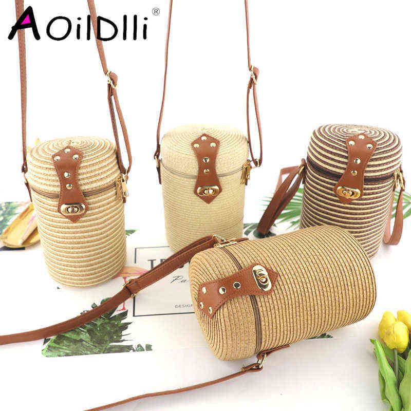 

Shopping Bags Bolso De Playa En Forma Cubo Pp Grass Informal Tejido Para Mujer, Bandolera Retro, Paja 220322, Deep brown