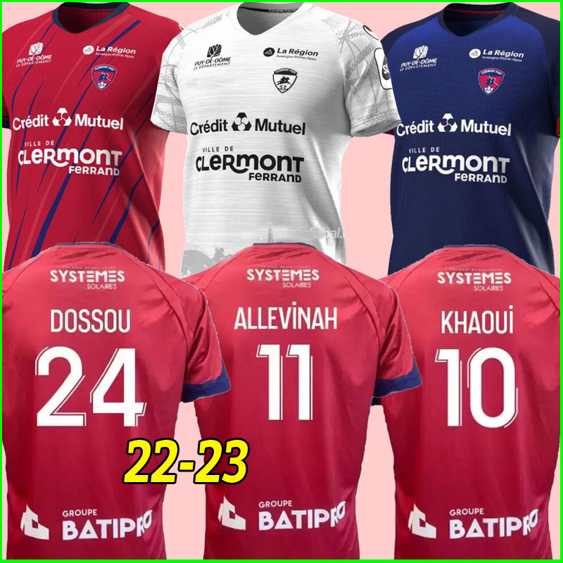

21/22 MAILLOTS Clermont Foot 63 soccer jerseys 2021 2022 bayo Dossou Allevinah Berthomier Magnin Iglesias TELL home away third jersey football shirts