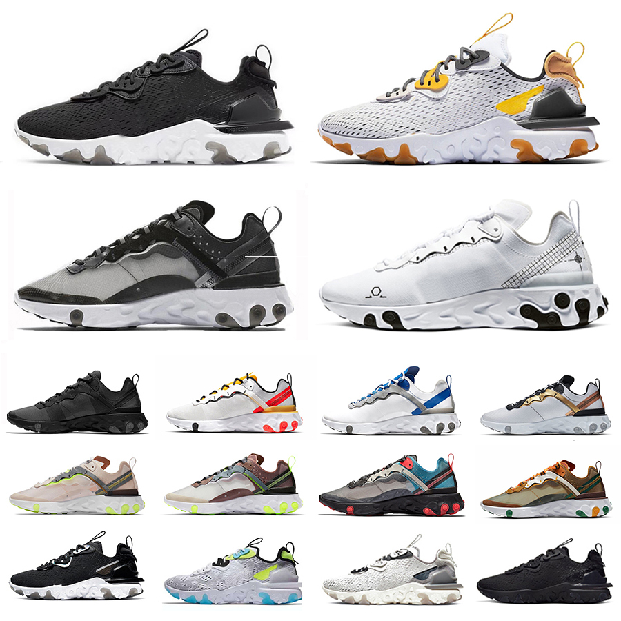

New React Vision 87 55 Mens Running Shoes Sneakers 55s Metallic Gold Tour Yellow 87s Black White Sail Orange Triple Black Vast Grey men women Trainers Sports Sneaker, Color#23