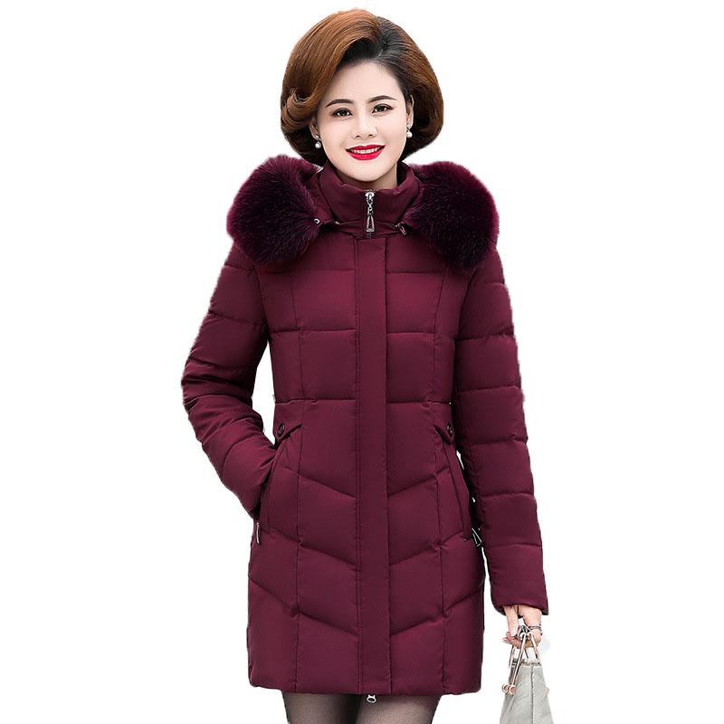 

Women's Trench Coats Middle-aged And Elderly Women's High Quality Winter Jackets Female Down Cotton Padded Clothes Overcoats Parkas 2022, Red