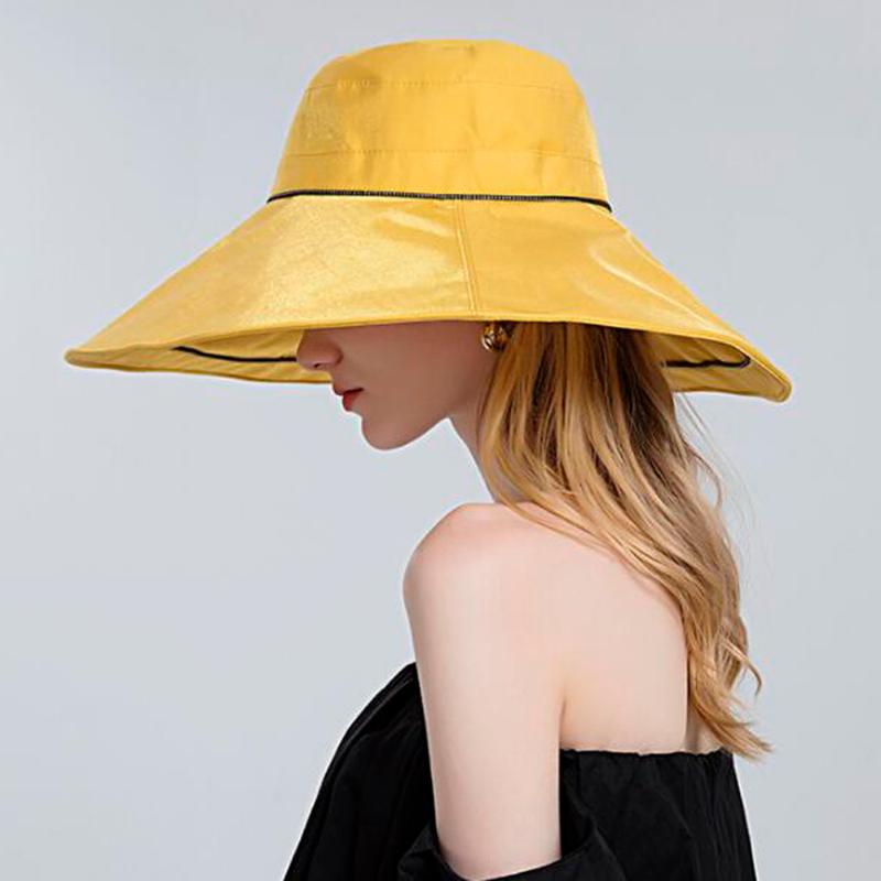 

Berets Luxury Women's Bucket Hats Summer Sun Protection Panama Hat Sombreros De Top Reflective Filigree Sunscreen Holiday Style HatBeret, Black