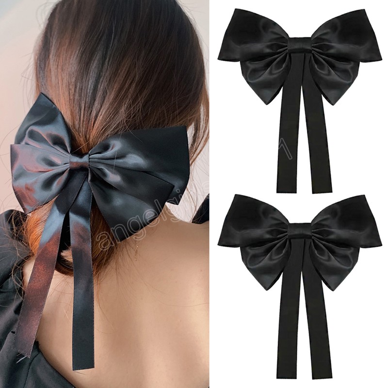 

Oversized Bowknot Hair Accessories Fashion Satin Ribbon Hairpins Cute Big Bow Barrettes Women Girls Hairpins, Black