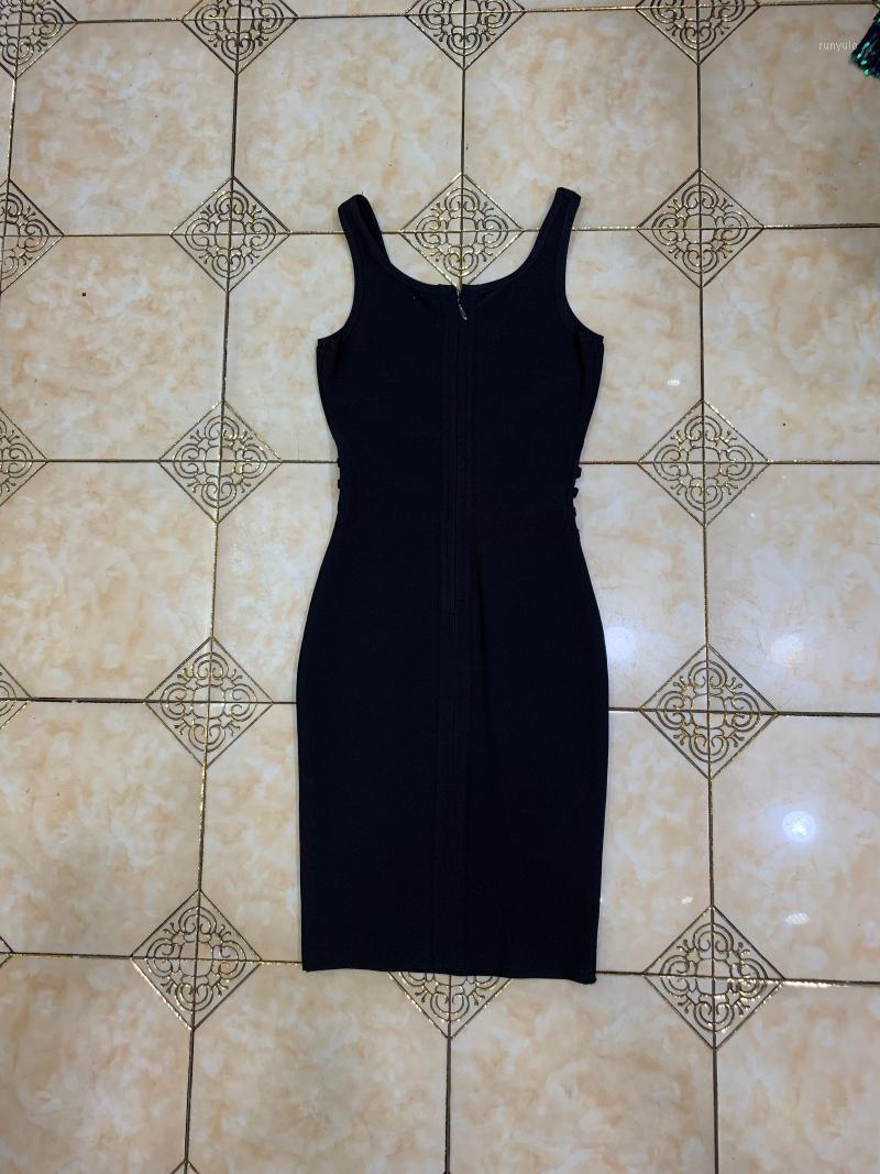 

Arrival Women Sexy Black V-neck Sleeveless Bodycon Celebrity Evening Party Bandage Dress Wholesale Casual Dresses, As pic