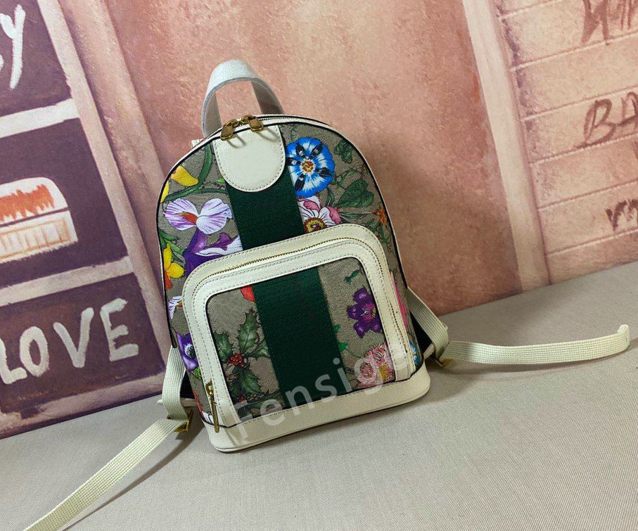 

547965 Ophidia Flora Backpack Mini Flower bag Stripes Backpacks Womens Wallet Briefcase Handbag Travel Bag Oxidized Luggage Business, Color 3