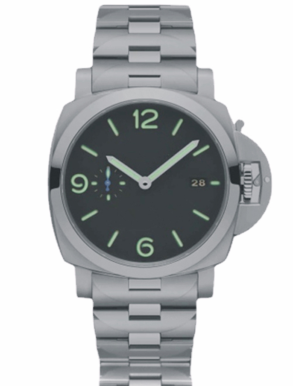 

0 0 44mm High Quality Mens Automatic Mechanical Watch Black Calendar Stainless Steel Bracelet0 0, Silver