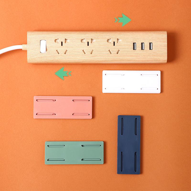 

Hooks & Rails Wall-Mounted Sticker Punch-free Plug Fixer Self-Adhesive Socket Cable Wire Organizer Seamless Power Strip Holder