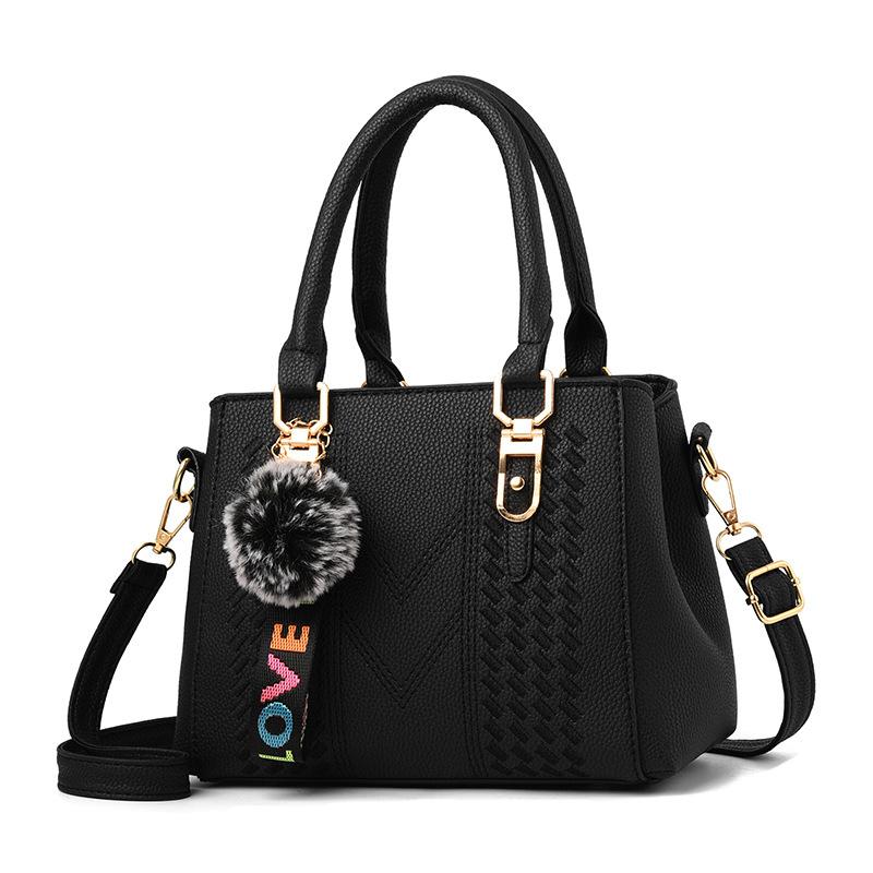 

Evening Bags Embroidery Messenger Women Leather Handbags For 2022 Sac A Main Ladies Hair Ball Hand BagEvening, Black