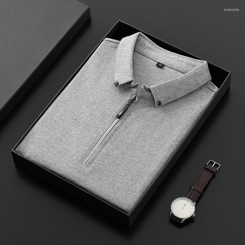 

Men's Dress Shirts Polos Men Cotton Patchwork Zipper Short Sleeve Summer Mens Fashion Social Casual Brand Quality Tee For MenMen's Hora22, Gray