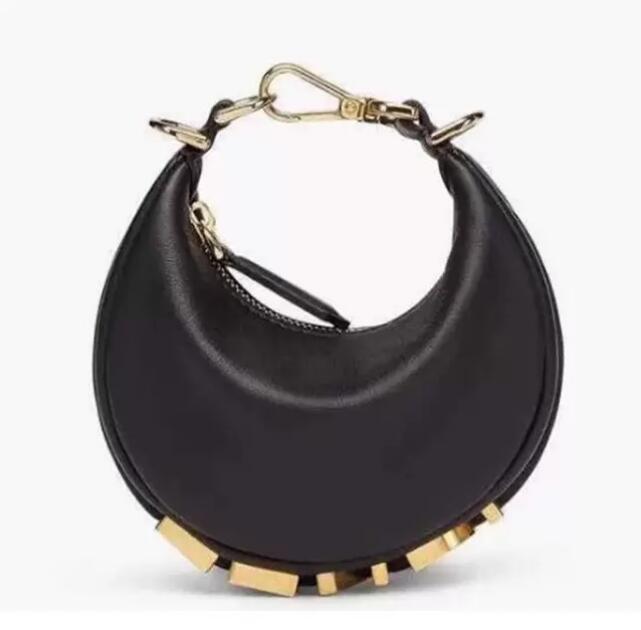 

Designer Handbag Women Fashion Luxury Bag Leather Charm Shoulder Bottom Letters Handbags crescent handbag metal chain Mini Evening Bags, Yellow