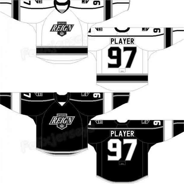 

C26 Nik1 Ontario Reign Custom Martin Frk Carl Grundstrom Mikey Eyssimont Paul Ladue Brett Sutter Kale Clague Matt Luff Lance Bouma Hockey Jerseys, Black
