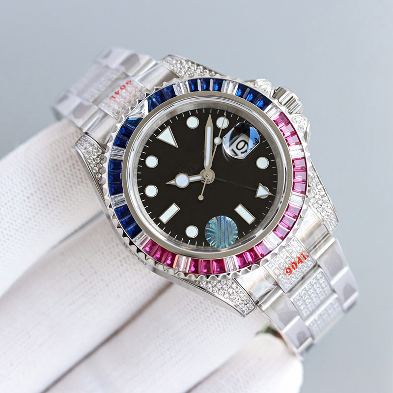 

Mens Watches 40mm Automatic Mechanical Watch Stainless Steel Wristband Diamond Wristwatches Montre De Luxe