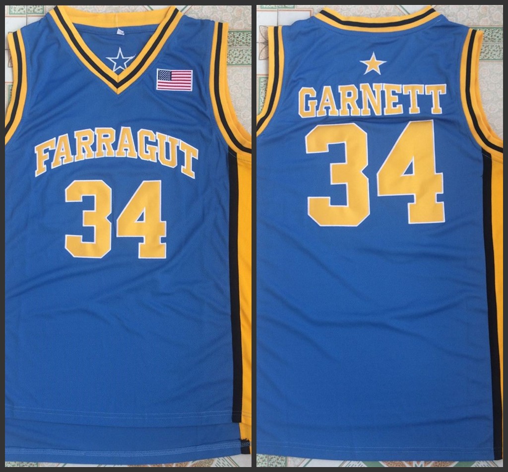 

Farragut 34 Kevin Garnett Blue High School Basketball Jersey