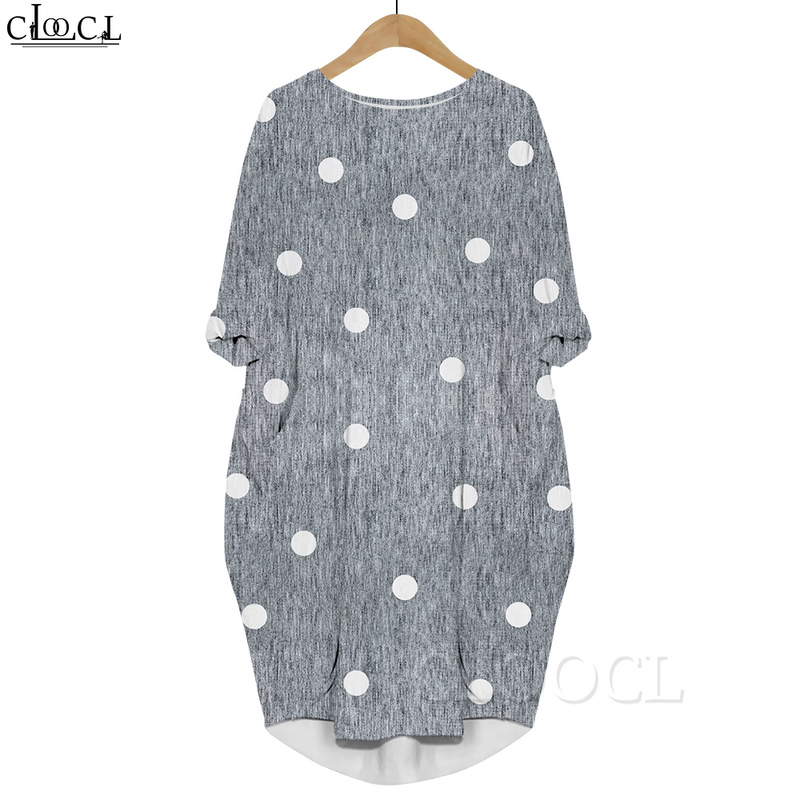 

Women Dress White Dots 3D Graphics Printed Daughter Dresses Long Sleeve Kneelength Female Pocket Dresses Gray Dress 220616, Long sleeved dress11