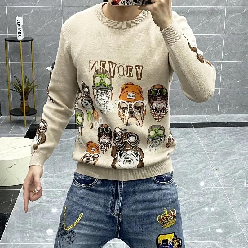 

Men's Sweaters Men's Luxury Winter Cartoon Dog Head Casual Sweater Pullover Asian Plug Size High QualityMen's, As shown asian size