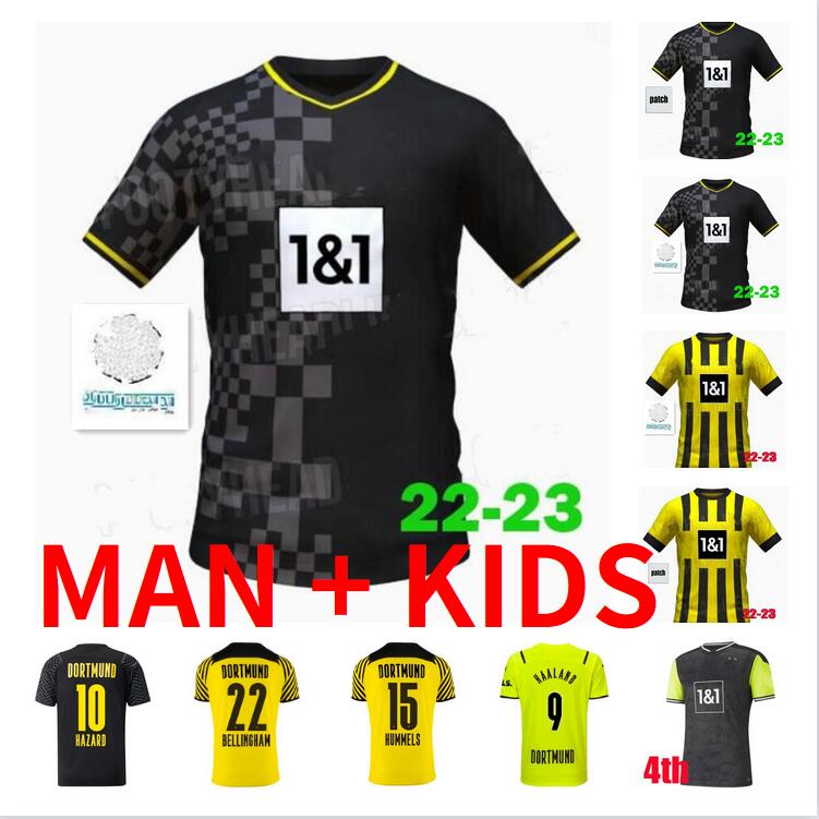 

21 22 23 Dortmund soccer jerseys Borussia HAALAND KAMARA 2021 2022 2023 away black football shirt REUS BELLINGHAM HUMMELS REYNA BRANDT men + kids kit maillot de foot, Kids size