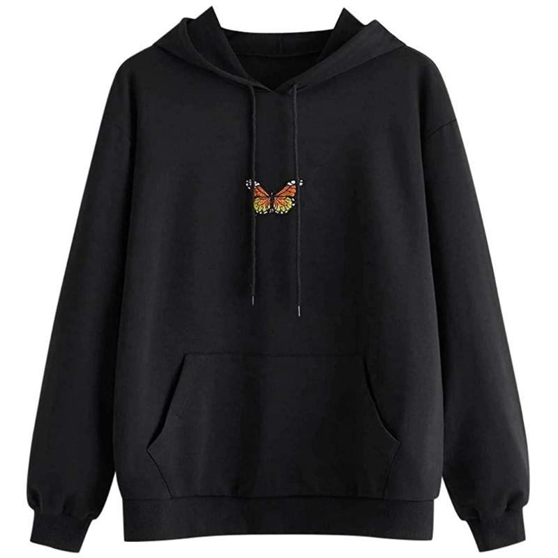 

Men' Hoodies & Sweatshirts Toeava Women' Casual Butterfly Hooded Long Sleeve Drawstring Pullover Tops Loose Comfy Blouse