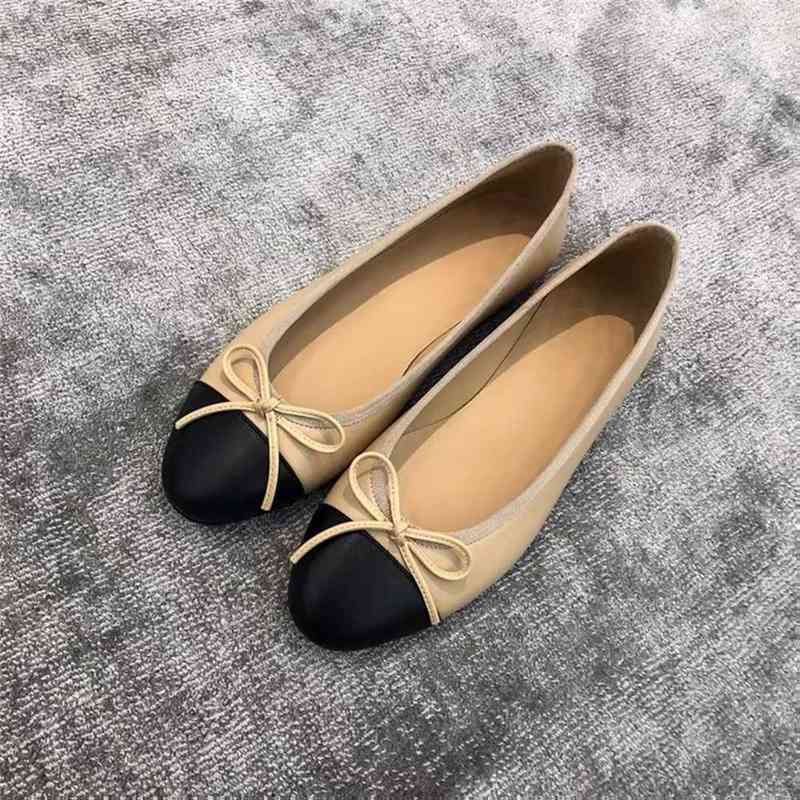 

2022 luxury brand designer ladies ballet shoes low heel bow travel shoes women spring and autumn plus size -43 Y2207012