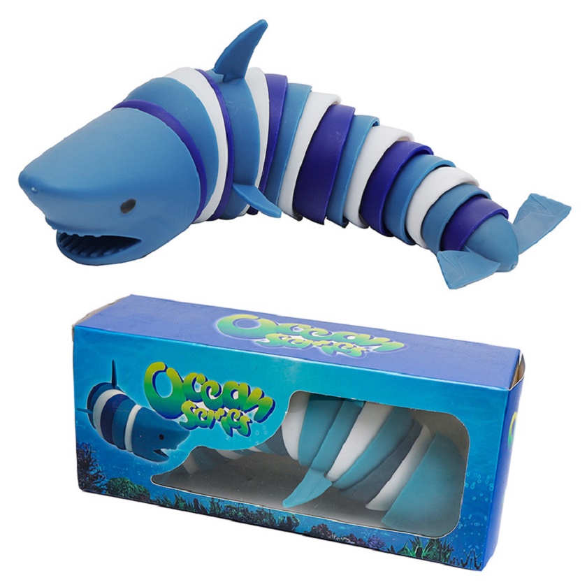 

Factory wholesale 6 designs 19cm ocean shark toy dolphin decompression decompression fun toys children's educational slug children gift