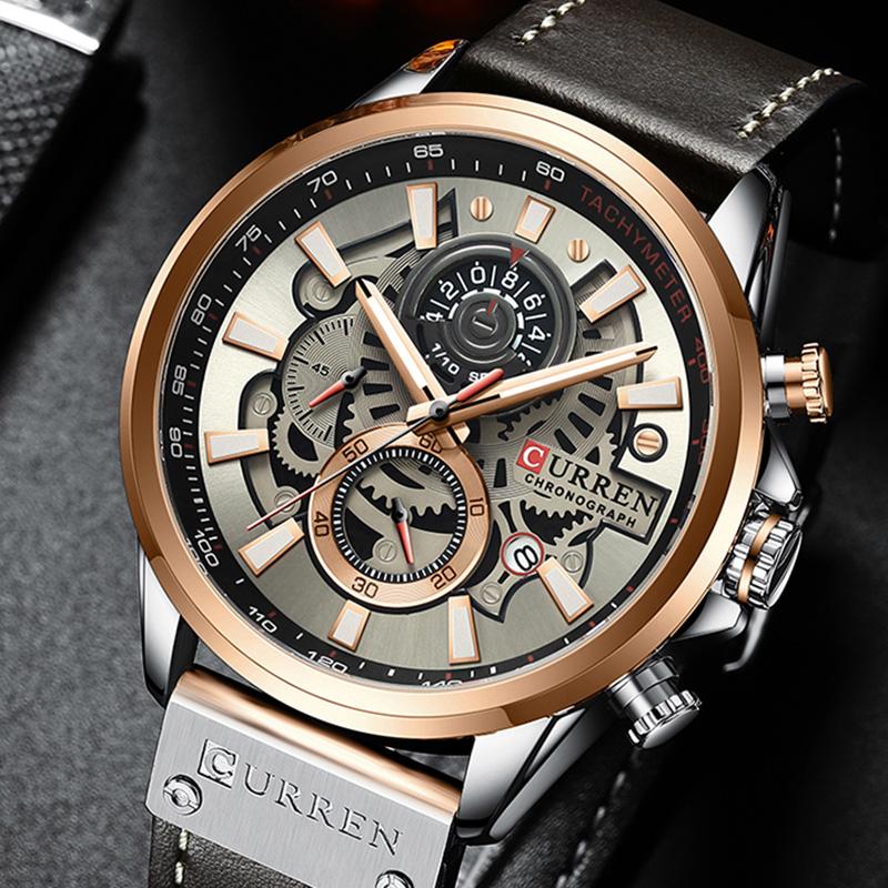 

Wristwatches Chronograph Watch Men Leather Creative Top Date Quartz Wrist 2022 Relogio Masculino For Man WristwatchWristwatches Wristwatches, Blue