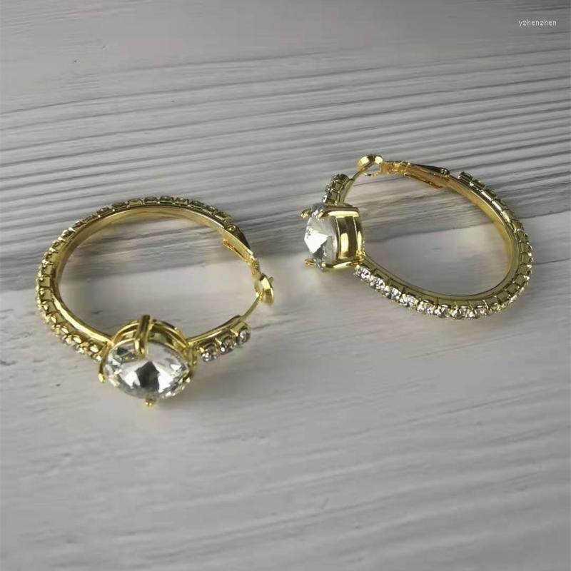

Hoop & Huggie Fashion Earrings For Women Luxurious Rhinestone Jewelry Female Trendy Zircon Delicate Circle EarringsHoop
