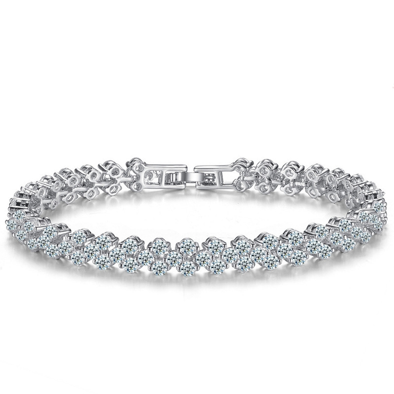 

Fashion luxury inlaid colorful gemstone Roman bracelet combined cubic zirconia colored diamond crystal zircon party all-match bracelet