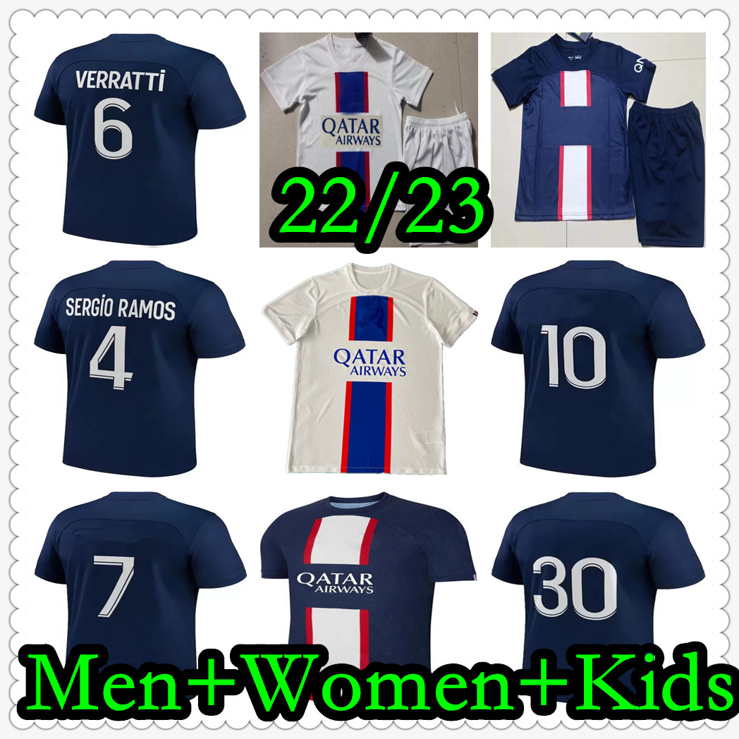 

soccer jerseys 30 10 MBAPPE 7 HAKIMI SERGIO RAMOS WIJNALDUM 22 23 Women Maillots football shirt 2022 2023 men kids kit sets uniform enfants