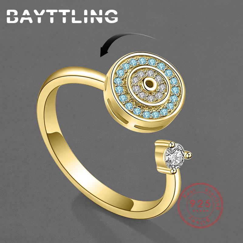 

Wedding Rings 2022 Arrivals Silver Color Rotating Devil's Eye Zircon Open Ring For Women Fashion Jewelry GiftsWedding