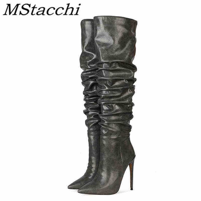 

Women's knee high boots Pointed Women High Heel Boots Solid Color Plush In Rome Classics female women shoes long wome 220729, Auburn