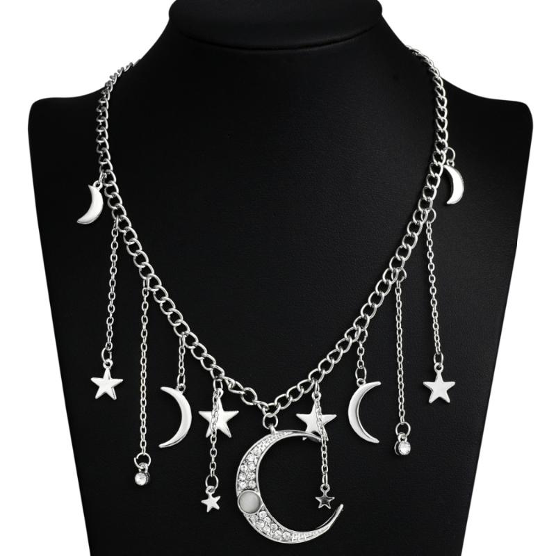 

Chokers 2022 Women Bling Cubic Zirconia Christmas Gift Moon Star Drop Charm Chocker Choker Statement Necklace