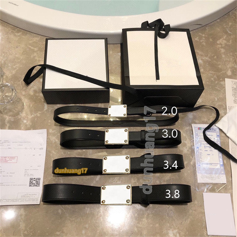 

Designer Belts Men Ladies Fashion Brand Belt Classic Gold Double Letter Buckle Width 3.8,3.4,3.0,2.0CM Black Leather Top Quality Luxury Belt 105-125CM With Box, Designer gold buckle