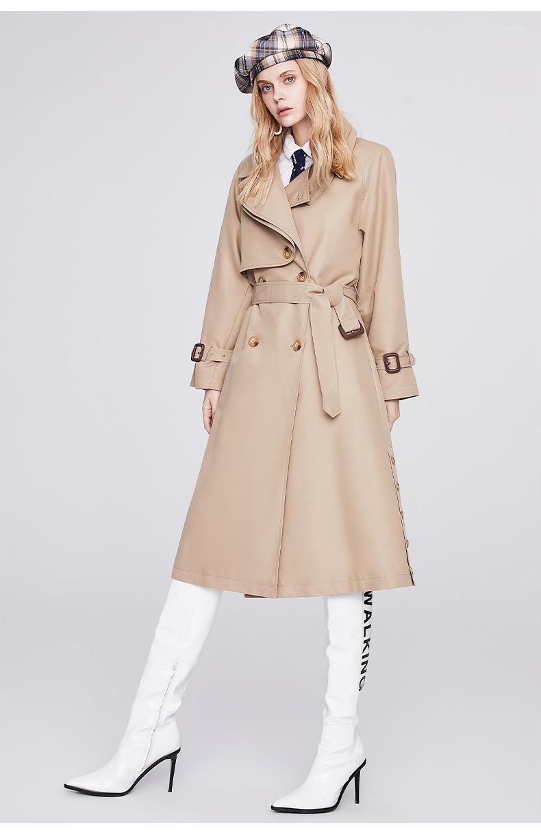 

Women' Trench Coats High Quality Khaki Classic Coat Women In The Long 2022 British Wind Double Breasted High-end Spring And Autumn, Black