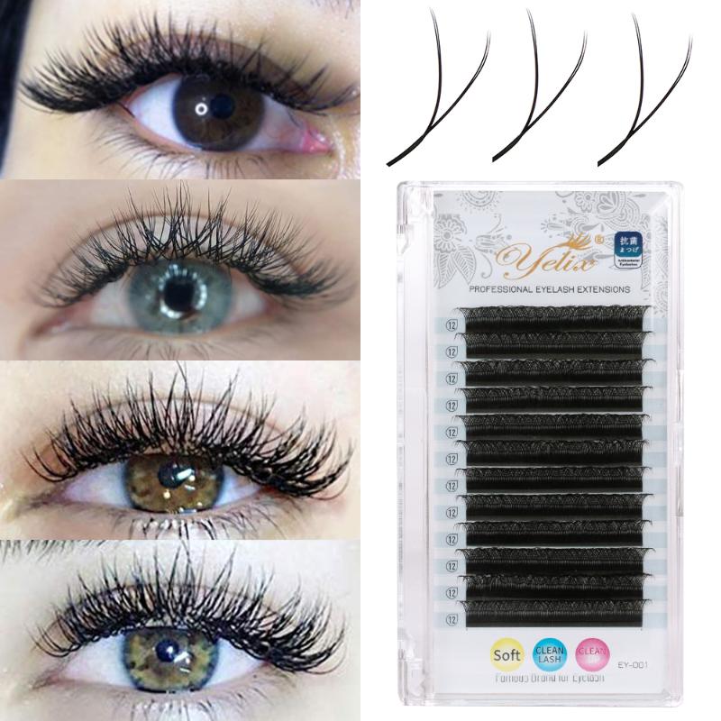 

False Eyelashes Yelix Y 0.03/0.05/0.07 Eyelash Extension YY Brazilian Volume Lashes Natural Soft Individual Premade FansFalse