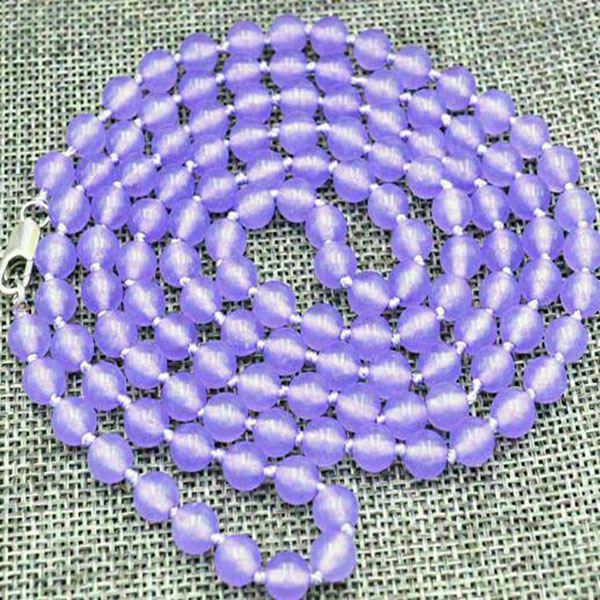 

Genuine natural 6mm lavender jade round beads Gemstone Necklace 36 inches