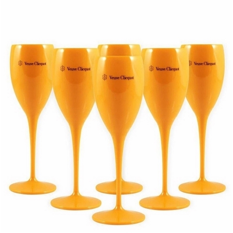 

6pcs orange plastic Champagne Flutes Acrylic Party Wine Glasses 220505