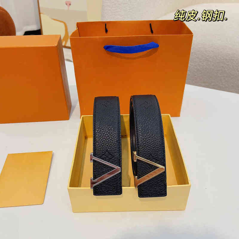 5A High quality men belt women genuine leather golden silver black letter buckle designer cowhide luxury belts With gift box Top selling