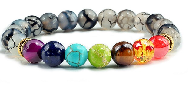 

good Fashion Strands Natural Stone volcanic stone blue green white red Agate adjusted Bracelet elastic e35he