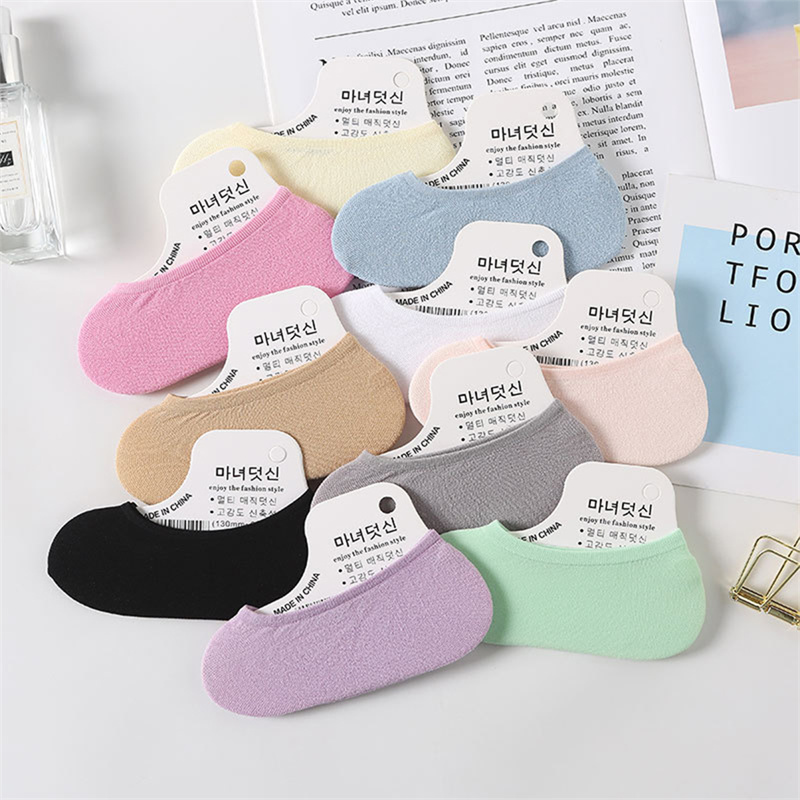 

10pcs Summer Ultra-thin Candy Color Women's Socks Velvet Invisible Stockings Silicone Socks