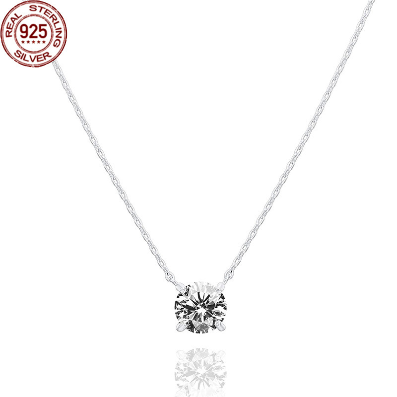 

925 Silver Single Zircon Necklace Lengthened Pendant 45cm 5cm Simple Jewelry Ha