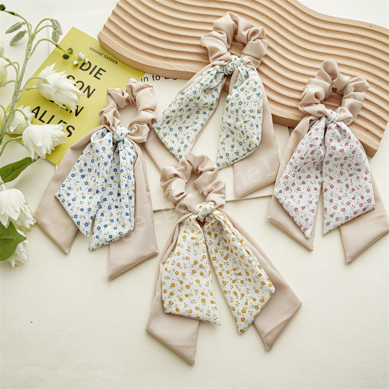 

Korean style fresh Floral Hair Ties Rope Ribbon large intestine ring Scrunchies Women Girls Ponytail Holder Hair Accessories Elastic Hairband Headwear, Mixed color