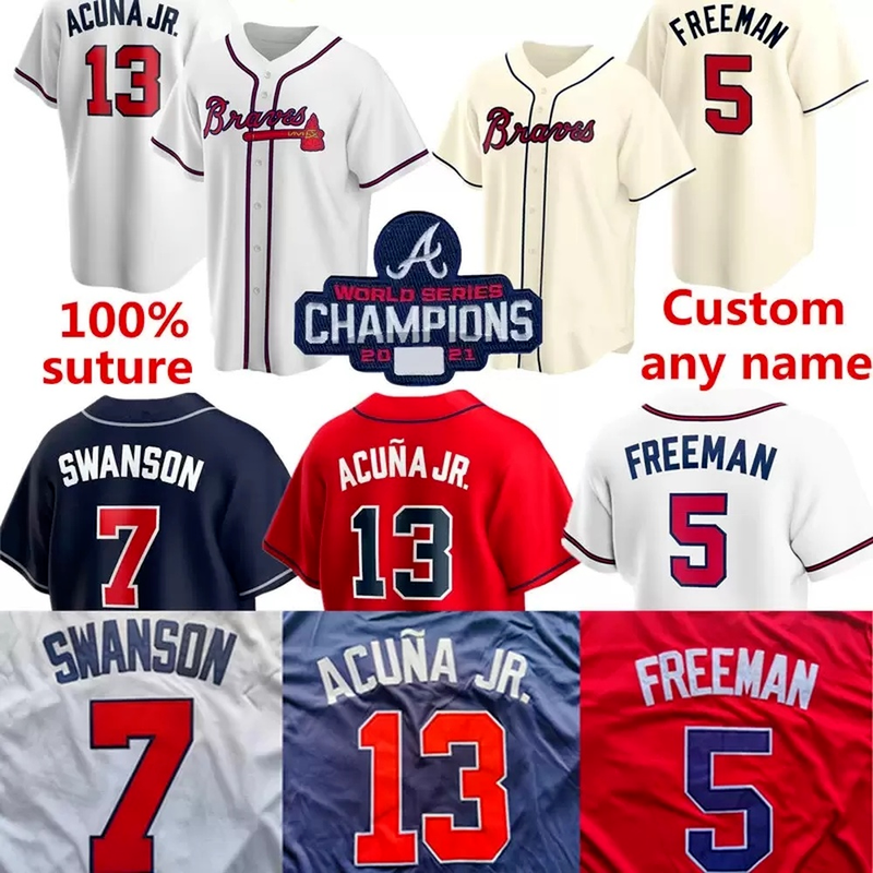 

Ronald Acuna Jr. Braves Jersey 2021 WS Champions Austin Riley Eddie Rosario Ozzie Albies Freddie Freeman Hank Aaron Pederson Aaron Jones Dansby Swanson, Womens s-xxl