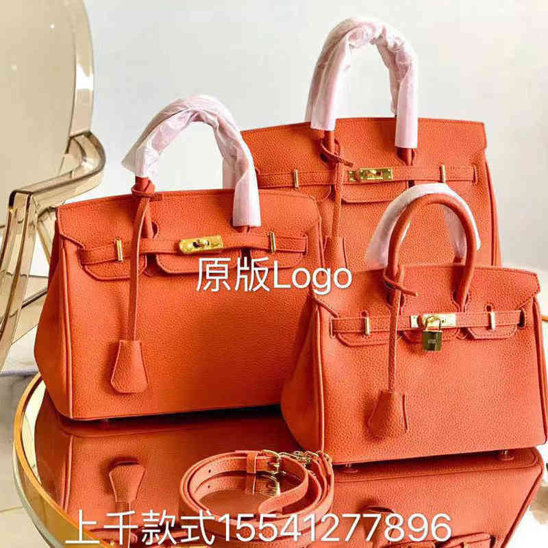 

Birkins Handbag Herme Leather Litchi Grain Cowhide Women's Bag High Capacity Class Versatile Fairy Hand Bill of Lading Shoulder Platinum Luxur, Black