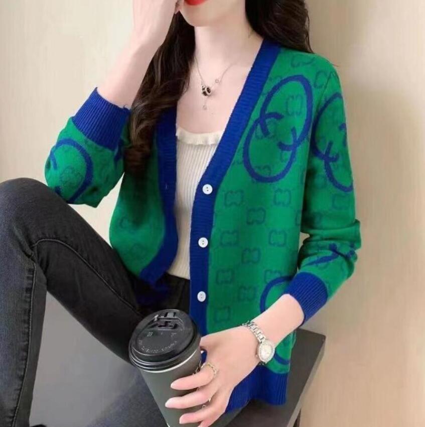 

2022GG NEW Women' Sweaters brand designer Luxury loose Cardigan Sweaters new V-neck long-sleeved knit, 01