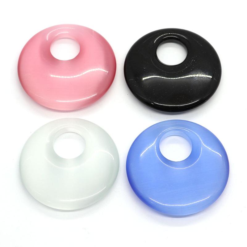 

Pendant Necklaces 1pc Fiberglass Round Shaped Ring Pendants 4 Colors Meditate On The Glass Material DIY Making Necklace Earrings 40mm SizePe