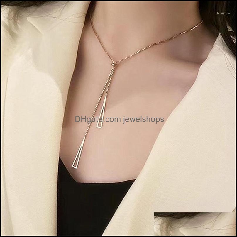 

Heifeng Women Jewelry Double Triangle Pendant Necklace Selling Box Chain For Gift Fine Chains Drop Delivery 2021 Necklaces Pendants Gsxtq