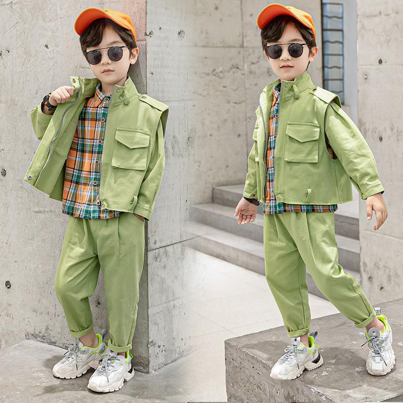 

Clothing Sets Autumn Children Baby Boys Clothes Fashion Denim Jacket Top Pants 3Pcs/sets Infant Kids Casual Winter Toddler Tracksuits, Green