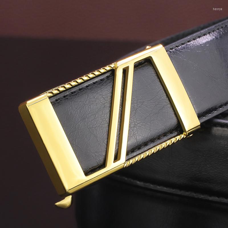 

Belts Automatic Letter Buckle Fashion Young Men Designer Luxe Marque Casual Genuine Leather Western-style Clothes Ceinture HommeBelts, Black